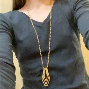 Gold plated geometric shape long necklace